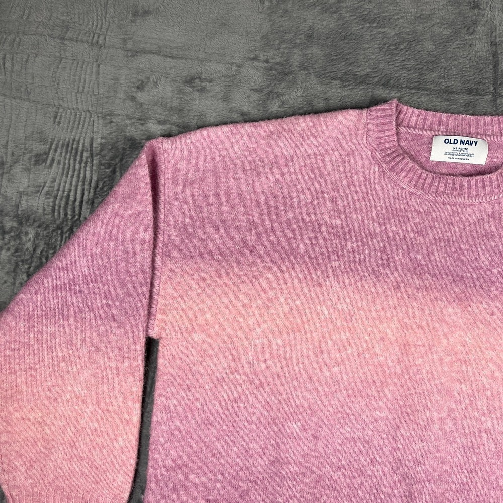 Old Navy Womens XS Petite Pink Gradient Ombre Pullover Crew Neck Knit Sweater - Picture 6 of 14